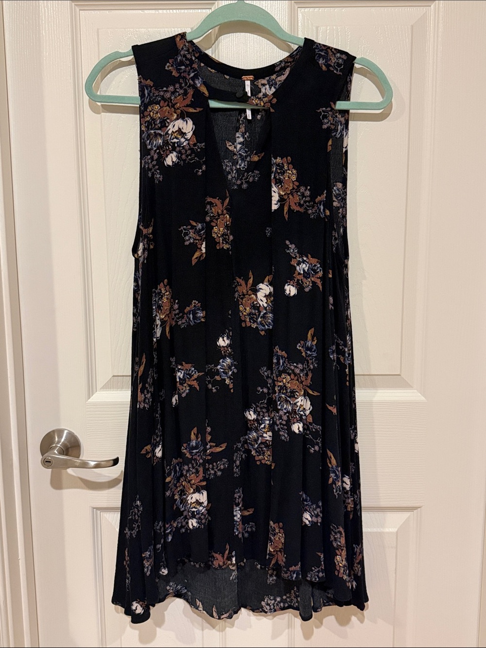 Free People Black Floral Midi Swing Dress